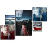 Blue Serenity Combined Glass Wall Art.